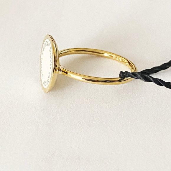 Marc Jacobs Enamel Logo Disc Signet Ring Size 8 - Picture 4 of 6